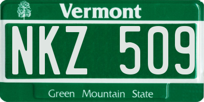 VT license plate NKZ509