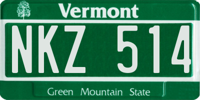 VT license plate NKZ514