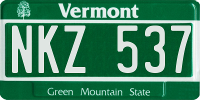 VT license plate NKZ537