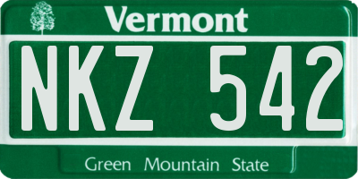 VT license plate NKZ542