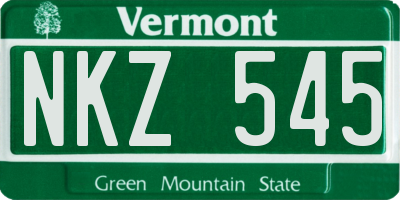 VT license plate NKZ545