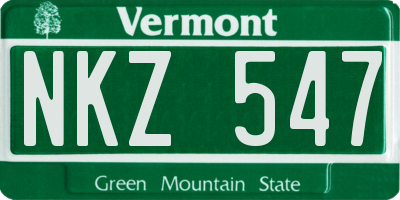 VT license plate NKZ547