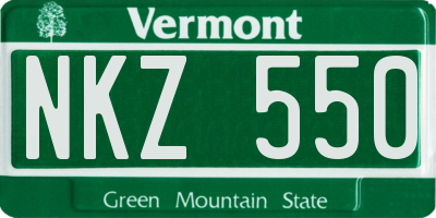 VT license plate NKZ550