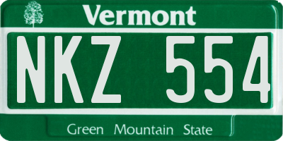 VT license plate NKZ554