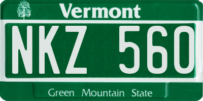 VT license plate NKZ560