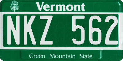 VT license plate NKZ562