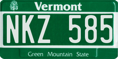 VT license plate NKZ585