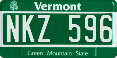 VT license plate NKZ596