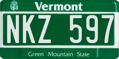 VT license plate NKZ597