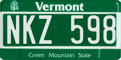 VT license plate NKZ598