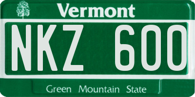 VT license plate NKZ600