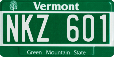 VT license plate NKZ601