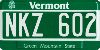 VT license plate NKZ602