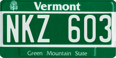 VT license plate NKZ603