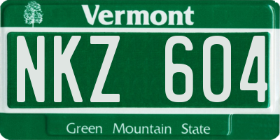 VT license plate NKZ604