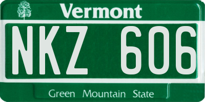VT license plate NKZ606