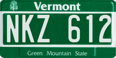 VT license plate NKZ612
