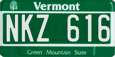 VT license plate NKZ616