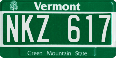 VT license plate NKZ617