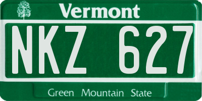 VT license plate NKZ627