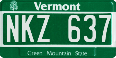 VT license plate NKZ637