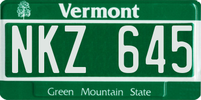 VT license plate NKZ645