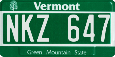 VT license plate NKZ647