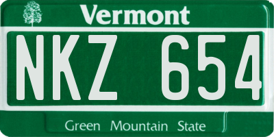 VT license plate NKZ654