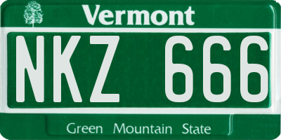 VT license plate NKZ666