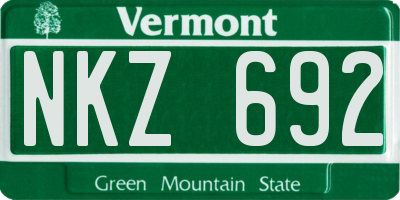 VT license plate NKZ692