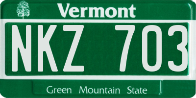 VT license plate NKZ703