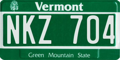 VT license plate NKZ704