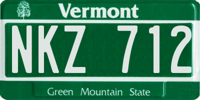 VT license plate NKZ712