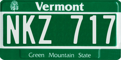 VT license plate NKZ717