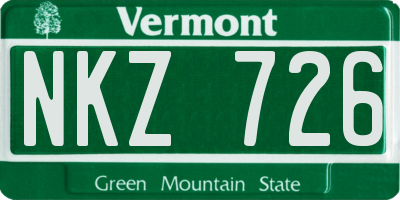VT license plate NKZ726