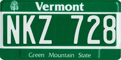 VT license plate NKZ728