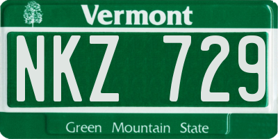 VT license plate NKZ729