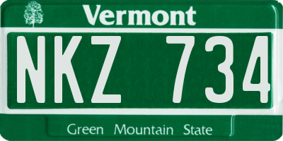 VT license plate NKZ734
