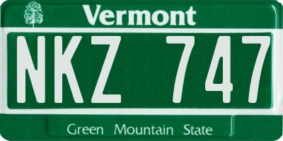 VT license plate NKZ747