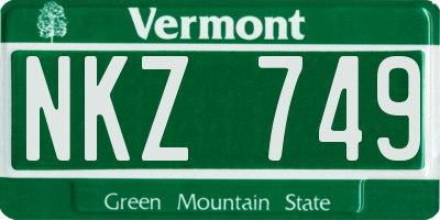 VT license plate NKZ749