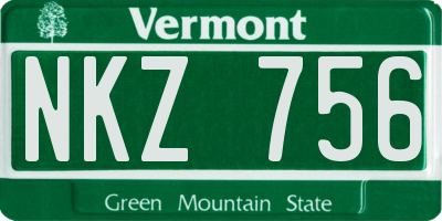 VT license plate NKZ756