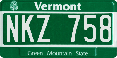 VT license plate NKZ758