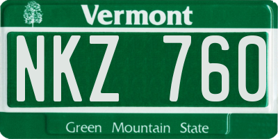 VT license plate NKZ760