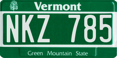 VT license plate NKZ785