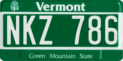 VT license plate NKZ786