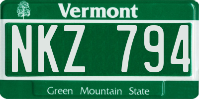 VT license plate NKZ794