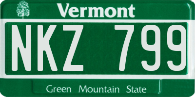 VT license plate NKZ799