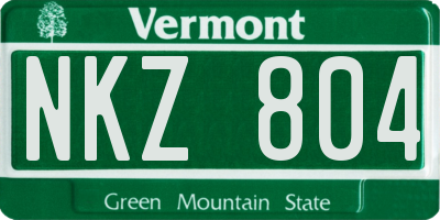 VT license plate NKZ804