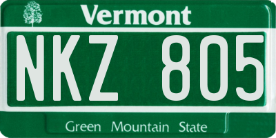 VT license plate NKZ805