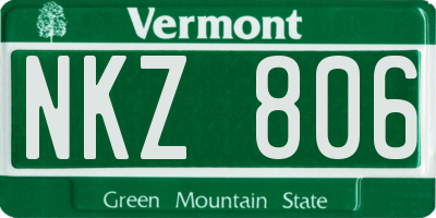 VT license plate NKZ806